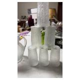 Vintage crackle glass cups and pitcher