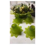 Green Mate glass candle holder and basket