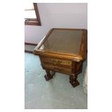 Wooden side table with 1 drawer  and contents