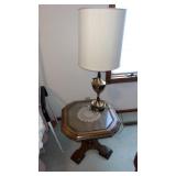 Wooden/ glass side table  21 x 16ï¿½ with lamp