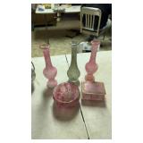 Paint splatter style small glass flower vases and