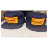 2 Garst Seeds Denim Unused Caps, Some Inside Foam