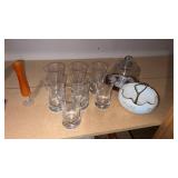 Grouping of glasses , covered dish and more