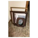 4 picture frames and miscellaneous canvas
