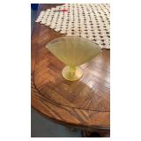Fenton topaz Vaseline stretch glass fan vase 6ï¿½