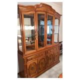 2 piece  lighted wooden  hutch  approximately 19