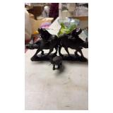 Japanese wooden buffaloes and elephant