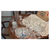 Miscellaneous group of clear platters, covered