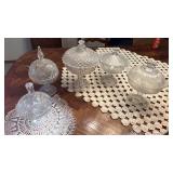 5 Glass/crystal covered dishes