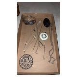 Miscellaneous silver tone jewelry