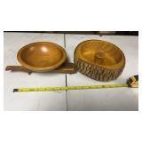 Wood Wheel Barrow & Walnut Bowls