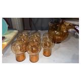 Cambridge glass pitcher Amber gold  tilt ball