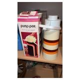 Mid century pump pot with box. Box has some