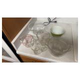 Miscellaneous glass measuring cups and 2 Pyrex