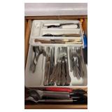 Drawer of kitchen silverware and more