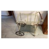 Glass and metal serving cart approximately 19ï¿½ x