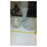Cut Glass Candy Bowl, Dish & Vase