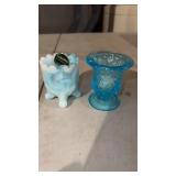 Blue and white slag glass Kanawha toothpick