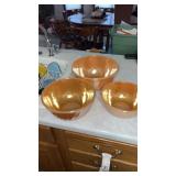 Fire king peach luster swirl nesting mixing bowls