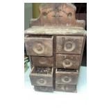 Vintage Wood Spice or Hardware Cabinet w/