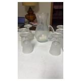 Glass Pitcher & 6 Goblets