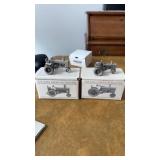 2 pewter historic collection John Deere tractors,
