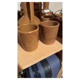 Six decalb stoneware, coffee mugs, creamer,