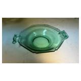Green Depression Glass Candy Dish Bowl