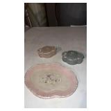 Frosted trinket dishes with lids and platter