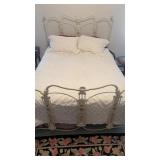 Queen size metal bed frame with headboard,