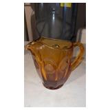 Fostoria glass coin pitcher  Amber color 32 ounces