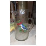West Virginia Glass pitcher with cardinal and