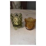 Fenton hobnail glass tooth k holder and  LE smith