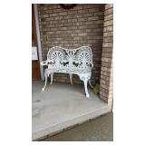 White iron love seat bench