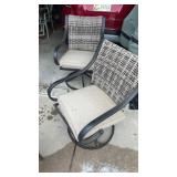 2 swivel iron  patio chairs