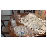 Miscellaneous group of clear platters, covered