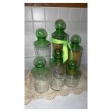 Green glass canister  set