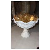 Vintage  glass apples /peach and milk glass