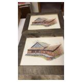 2 Wood Framed Country Barn Prints, Approx 16x20ï¿½