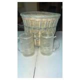 2 Sports Frosty Mugs & Wicker Basket