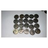 20. Mixed date Kennedy half dollars