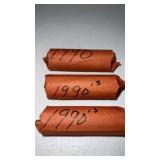 3 rolls of 1990ï¿½s  quarters   unsearched