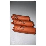 3 rolls of 1990ï¿½s  mixed date. quarters.