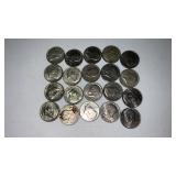 20. Mixed date Kennedy half dollars