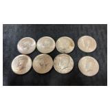 8 1964 Kennedy  silver half dollars