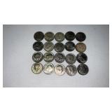 20. Mixed date Kennedy half dollars