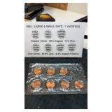 1982  large and small date copper cents