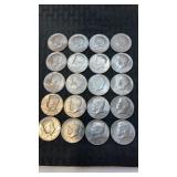 20 mixed dates Kennedy half dollars