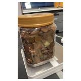 Plastic Jar 1970s Unsearched Pennies , 13.67