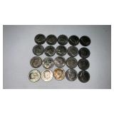 20. Mixed date Kennedy half dollars